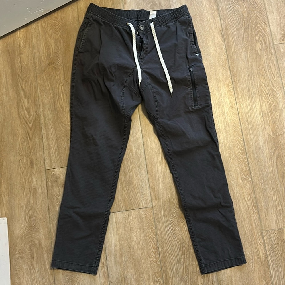 Vuori Grey Ripstop Skinny Cotton Drawstring Climber Casual Mens Pants - M L